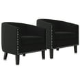 thumbnail image 1 of BELLEZE Accent Barrel Chairs Set of 2, Modern Tub Club Chairs Upholstered Armchairs for Living Room, Accent Chairs with Silver Nail Head Trim Black Legs - Kyara (Black/Polyester), 1 of 7