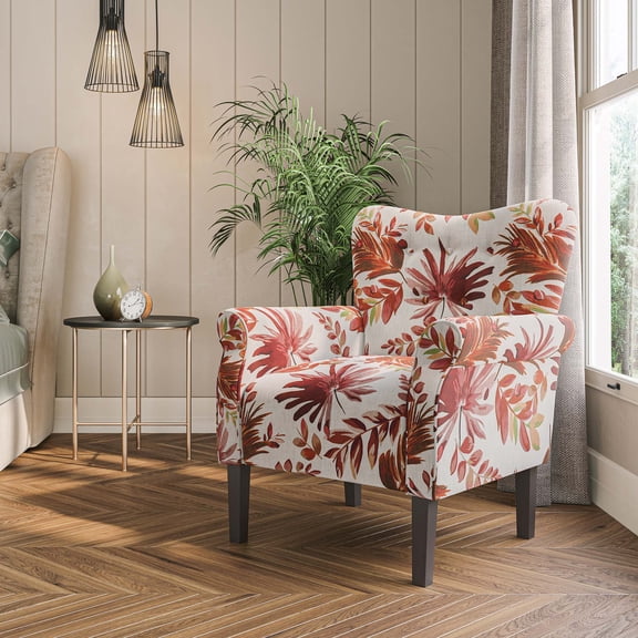BELLEZE Accent Chair Armchair for Living Room - Allston (Red Floral)