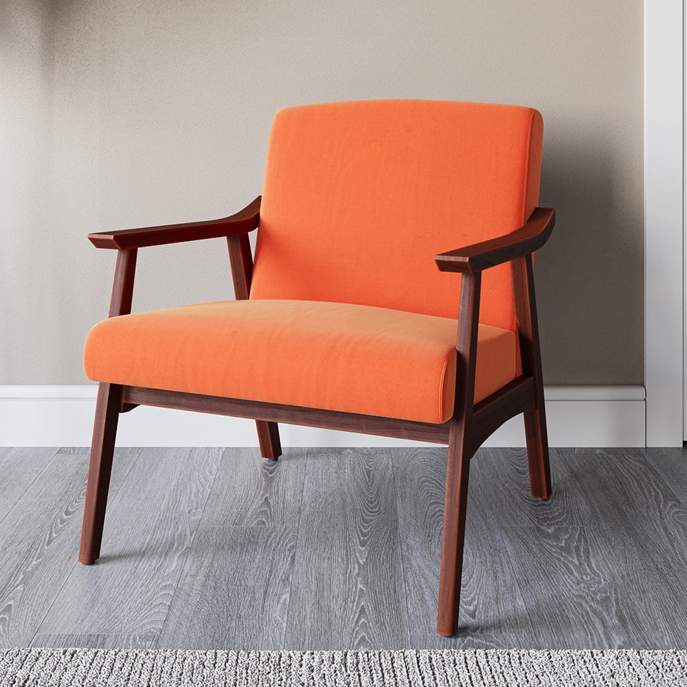 Coral Faux Leather Barrel Accent Chair with Wood Frame