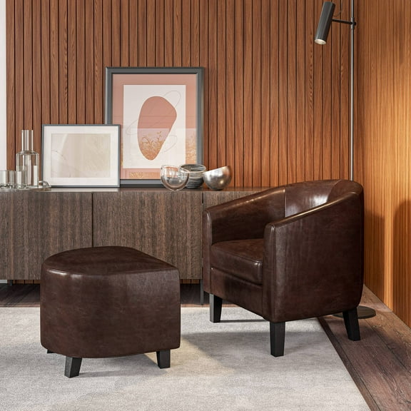 BELLEZE Accent Club Chair with Ottoman - Lydia (Caramel)