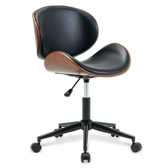 BELLEZE Adjustable Modern Bonded Leather Chrome Metal Swivel Office Desk Chair, Black