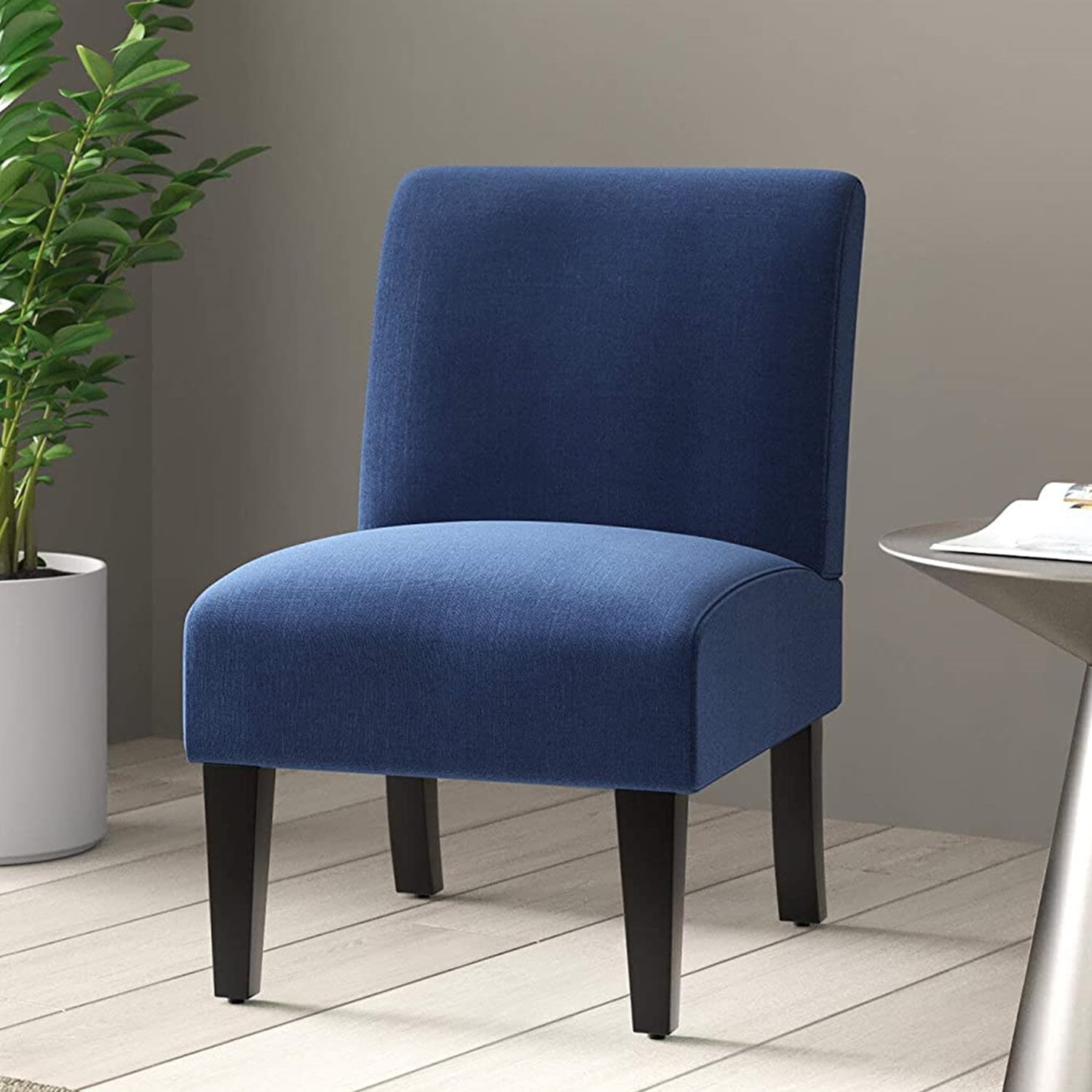 Belleze armless contemporary upholstered single curved slipper accent chair living room bedroom deals