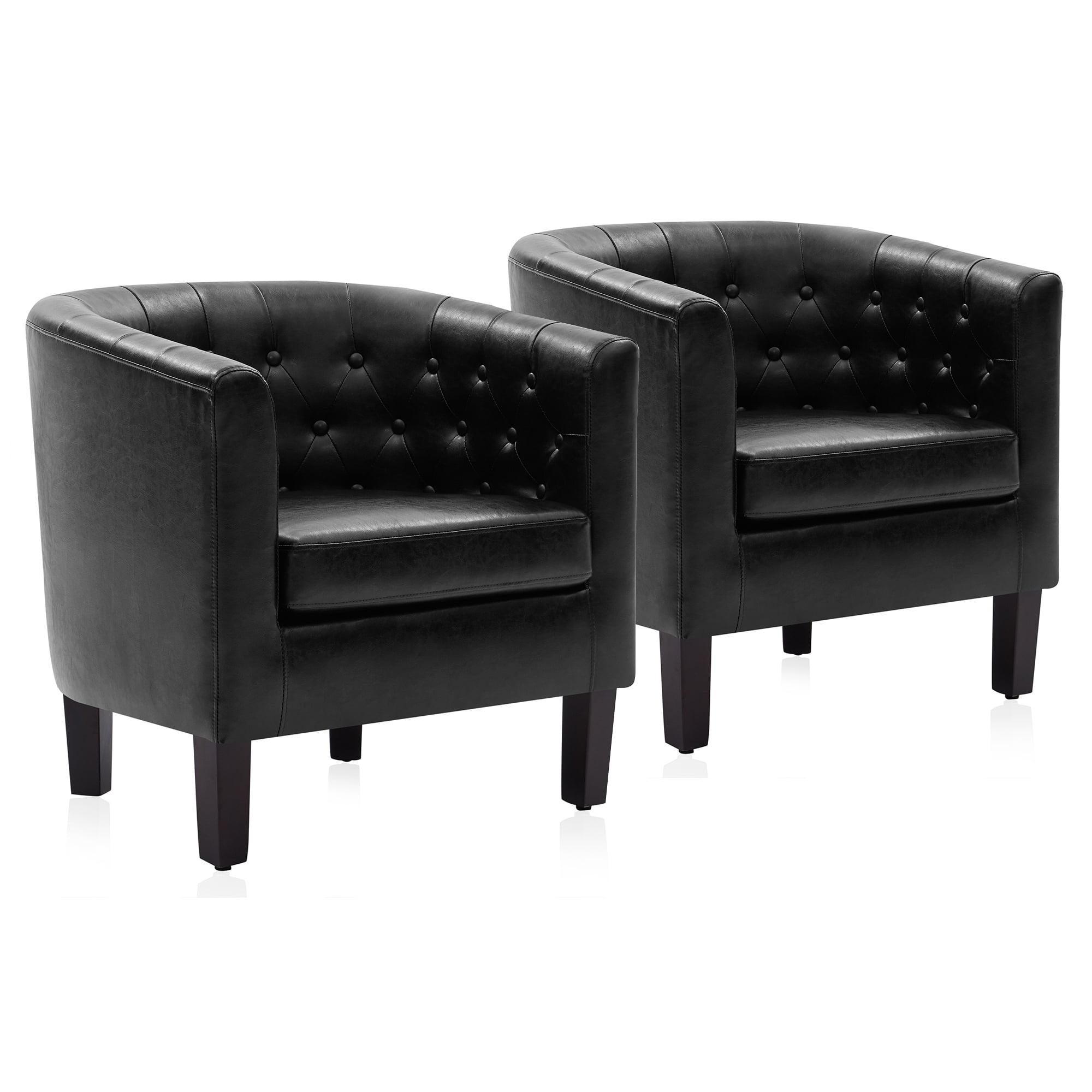 BELLEZE Black Accent Chairs for Living Room, Set of 2 Elegant Arm