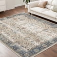 thumbnail image 1 of BELLEZE Boho Washable Rug, 8'x10' Area Rug Non Slip Indoor Door Mat for Kitchen, Entrance, Living Room, Bedroom, Front Door, Vintage Bedside Rug Thin Soft Rug, Low Pile, Easy Clean - Olive, 1 of 7