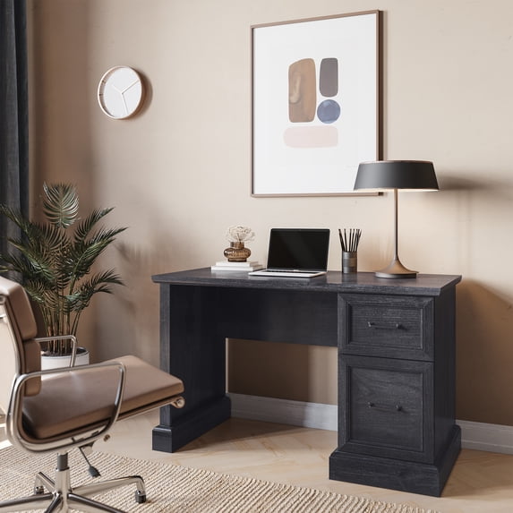BELLEZE Bonelli 50" Executive Desk with 2 Storage Drawers, Rustic Grey