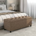 thumbnail image 1 of BELLEZE Button-Tufted Faux Leather Storage Ottoman Bench - Brentwood (Rustic Brown), 1 of 7