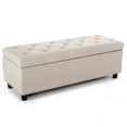 thumbnail image 1 of BELLEZE Button-Tufted Linen Storage Ottoman Bench - Brentwood (Beige), 1 of 7