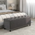 thumbnail image 1 of BELLEZE Button-Tufted Linen Storage Ottoman Bench - Brentwood (Dark Gray), 1 of 7