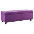 thumbnail image 1 of BELLEZE Button-Tufted Linen Storage Ottoman Bench - Brentwood (Purple), 1 of 7