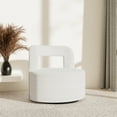 thumbnail image 1 of BELLEZE Contemporary Teddy Swivel Chair with Open-Back Design, Cozy Upholstered Accent Chair for Living Room, Bedroom, or Office - 360° Rotating Base - Burke (White), 1 of 7