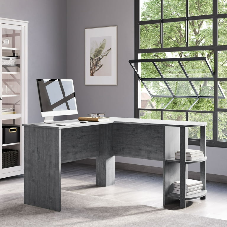BELLEZE Corner L Shaped Home Office Computer Desk Kent Grey