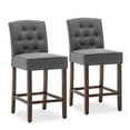 thumbnail image 1 of BELLEZE Counter Height Bar Stools for Kitchen Island Set of 2, Modern Counter Stools Button Tufted Upholstered  Barstools Island Chairs Farmhouse High Back Dining Room Chairs - Calila (Gray), 1 of 7