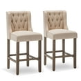 thumbnail image 1 of BELLEZE Counter Height Bar Stools for Kitchen Island Set of 2, Wingback Counter Stools Button Tufted Upholstered Fabric Barstools Island Chairs Farmhouse High Back Dining Room Chairs -Calila (Natural), 1 of 7