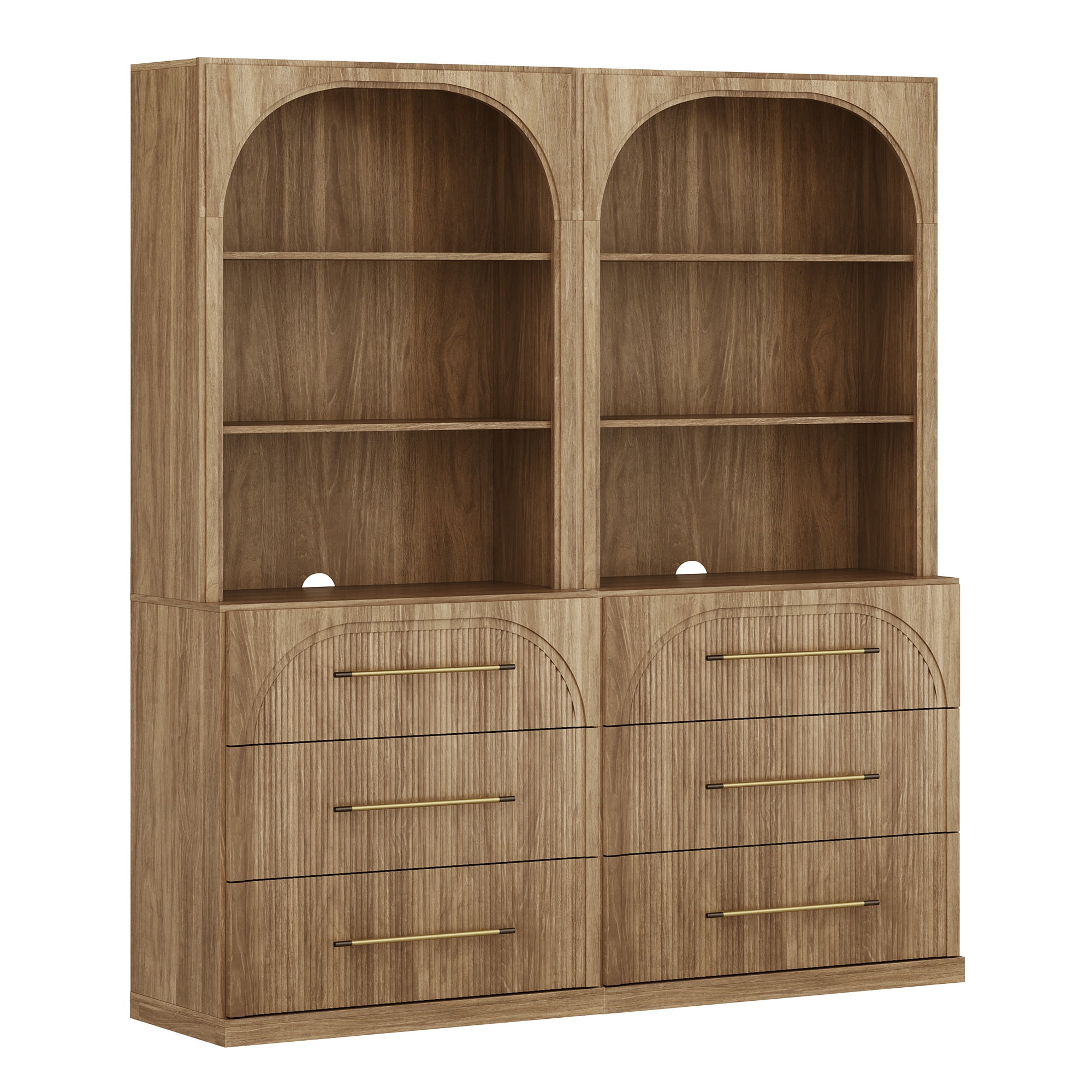 BELLEZE Display Storage Cabinet with Hutch Set of 2, 72