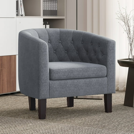 BELLEZE Elegant Tufted Barrel Accent Chair - Berlinda (Gray)