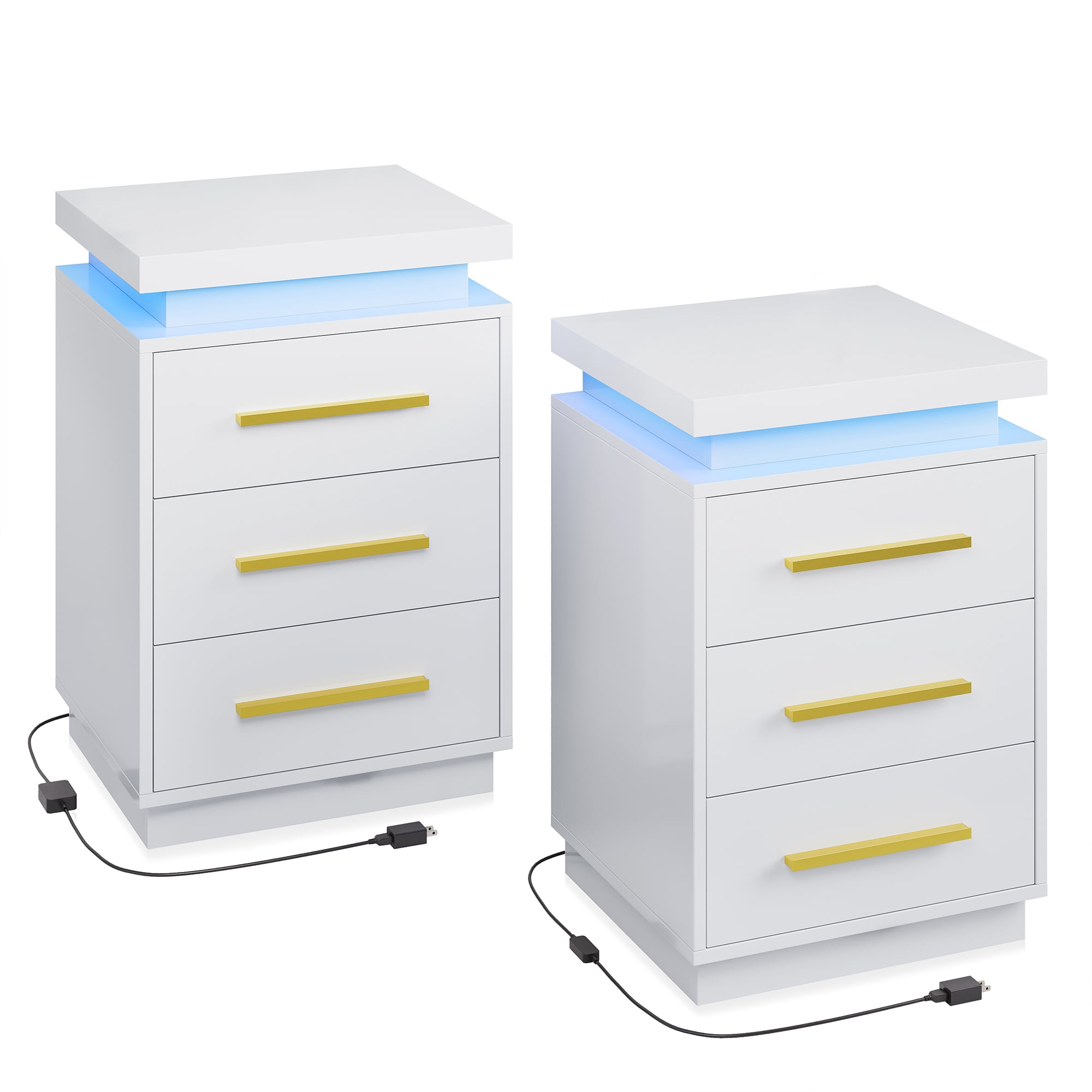 BELLEZE End Tables Set of 2, Nightstands Beside Tables with RF Remote ...