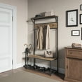 thumbnail image 1 of BELLEZE Lexie Entryway Hall Tree with Bench & Hooks, Rustic Oak, 39x15.75x70", Metal/Wood, 36.3 lbs, 1 of 7