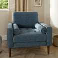 thumbnail image 1 of BELLEZE Erik Accent Chair Tufted Linen with Bolster Pillows, Navy Blue, 1 of 7