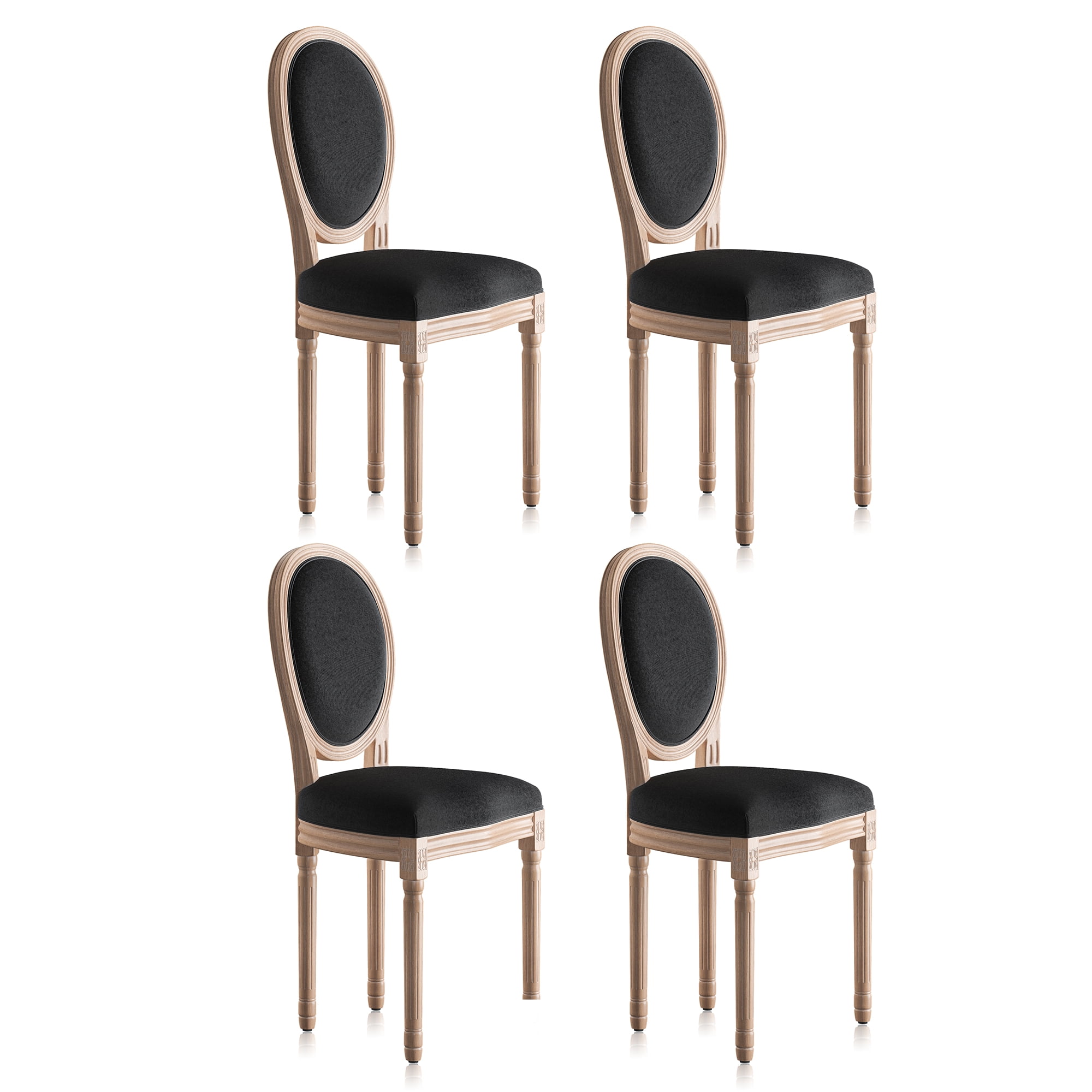 BELLEZE Farmhouse Dining Chairs Set of 4, Upholstered Chair Elegant