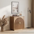 thumbnail image 1 of BELLEZE Fluted Sideboard Buffet Cabinet with Storage, Mid-Century Modern Console Table with Symmetrical Arched Doors, Elegant Credenza for Dining Room, Kitchen, and Living Room, Caramel 
Brown, 1 of 7