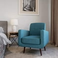 thumbnail image 1 of BELLEZE Hasting Arm Chair Comfy Fabric Upholstered Tufted Accent Chair Single Sofa for Bedroom Living Room with Wooden Legs, Blue, 1 of 7