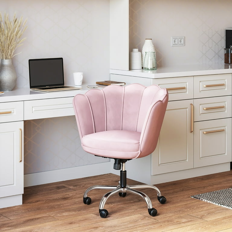 BELLEZE Armless Minimalist Office Chair with Wheels, Velvet