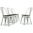 BELLEZE Metal / Wood Dining Chairs [Set of 4] Alexander (Antique