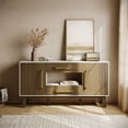 thumbnail image 1 of BELLEZE Mid-Century Modern Side Table with Two Drawers and Enclosed Cabinets, Sideboard Buffet Table for Kitchen, Living Room, or Hallway - Tristan (Dark Walnut), 1 of 6