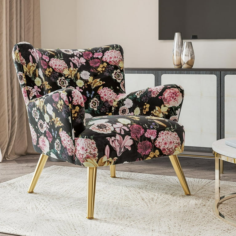 Wingback Chair Modern Floral Chair BELLEZE Modern Accent Chair