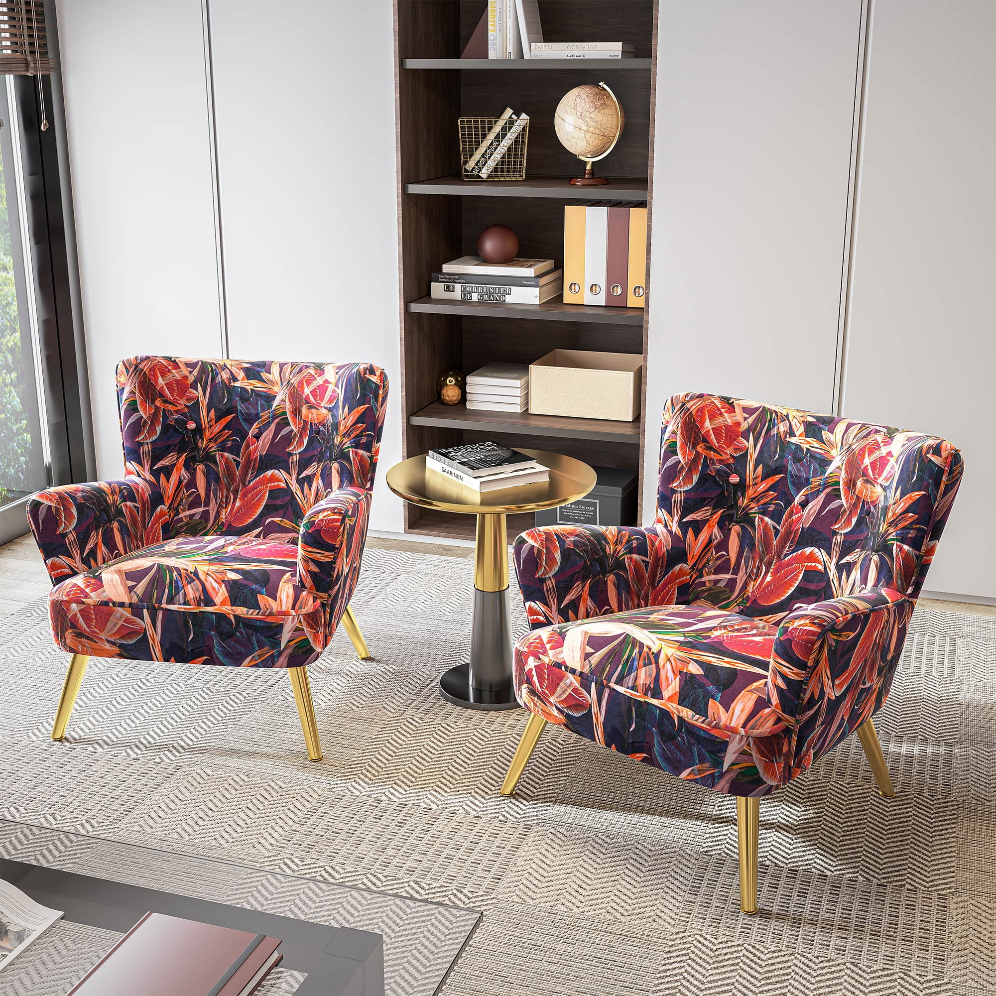 belleze-modern-accent-chair-high-back-floral-pattern-armchair-with