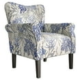 thumbnail image 1 of BELLEZE Modern Accent Chair for Living Room, High Back Linen Armchair with Wooden Legs, Upholstered Wingback Side Chair Padded Armrest Single Sofa for Living Room, Bedroom - Allston (Blue Coral), 1 of 7