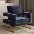 thumbnail image 1 of BELLEZE Modern Accent Chair Oversized Armchair Upholstered Velvet Chair with Anti-fingerprint Stainless Steel Base Comfy Chairs for Living Room, Bedroom - Karat (Black), 1 of 7