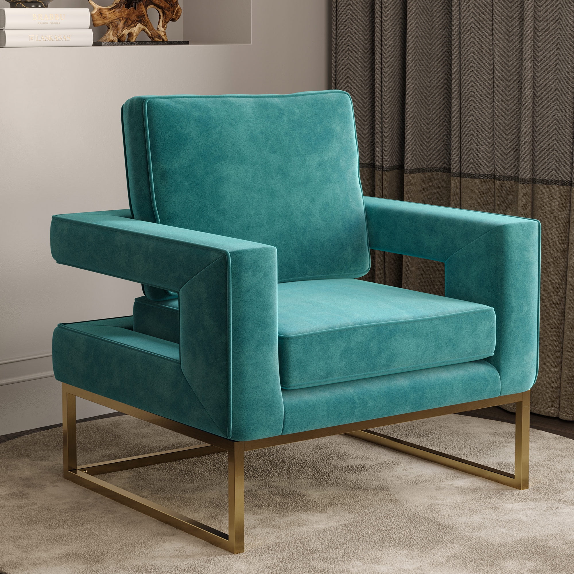 Blue velvet sale oversized chair