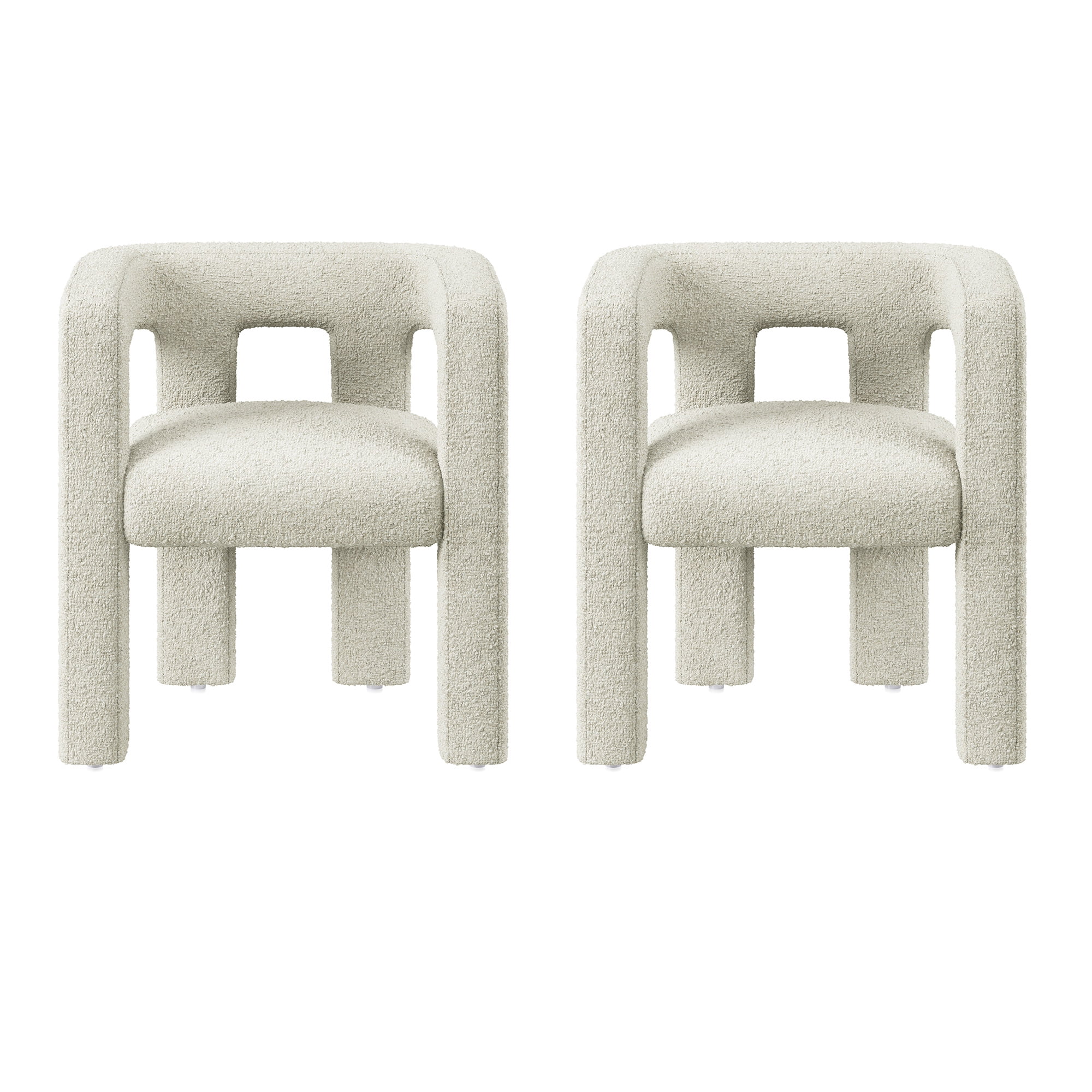 BELLEZE Contemporary Home Fabric Armchairs, Modern Boucle Linen Dining ...