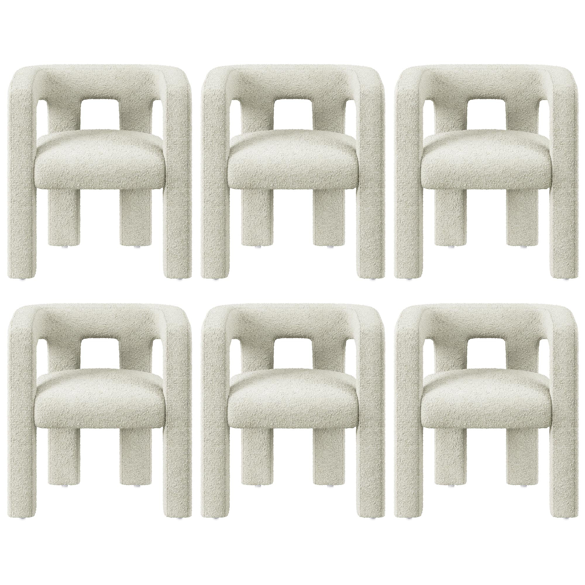 BELLEZE Modern Boucle Chairs Set of 6, Linen Dining Chairs with Barrel