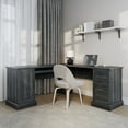 thumbnail image 1 of BELLEZE Modern Corner L-Shaped Home Office Computer Laptop Desk or Writing Study Workstation with Keyboard Tray, Two Drawers and Cabinet - Barlow (Rustic Gray), 1 of 7