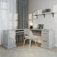 thumbnail image 1 of BELLEZE Modern Corner L-Shaped Home Office Computer Laptop Desk or Writing Study Workstation with Keyboard Tray, Two Drawers and Cabinet - Barlow (Stone Gray), 1 of 7