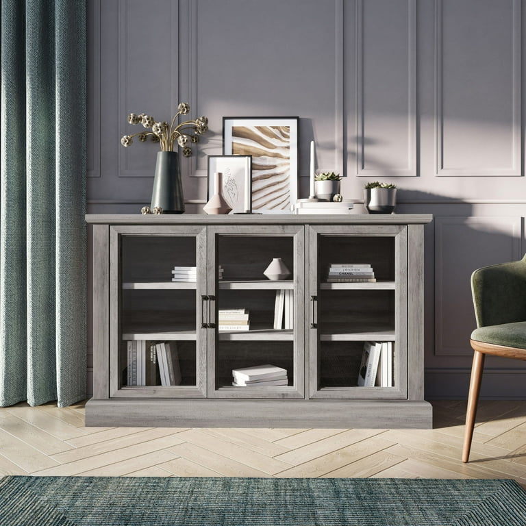 BELLEZE Modern Farmhouse Wood Sideboard Buffet Liam Gray Wash