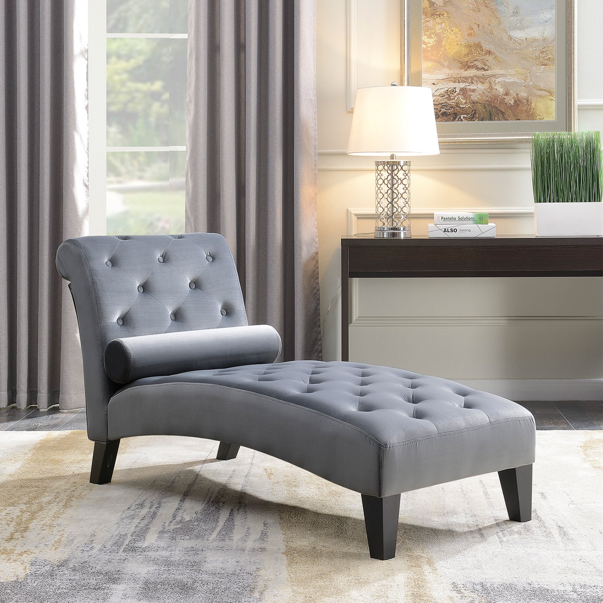 BELLEZE Modern Lounge Chaise Leisure Accent Chair Aurora Gray