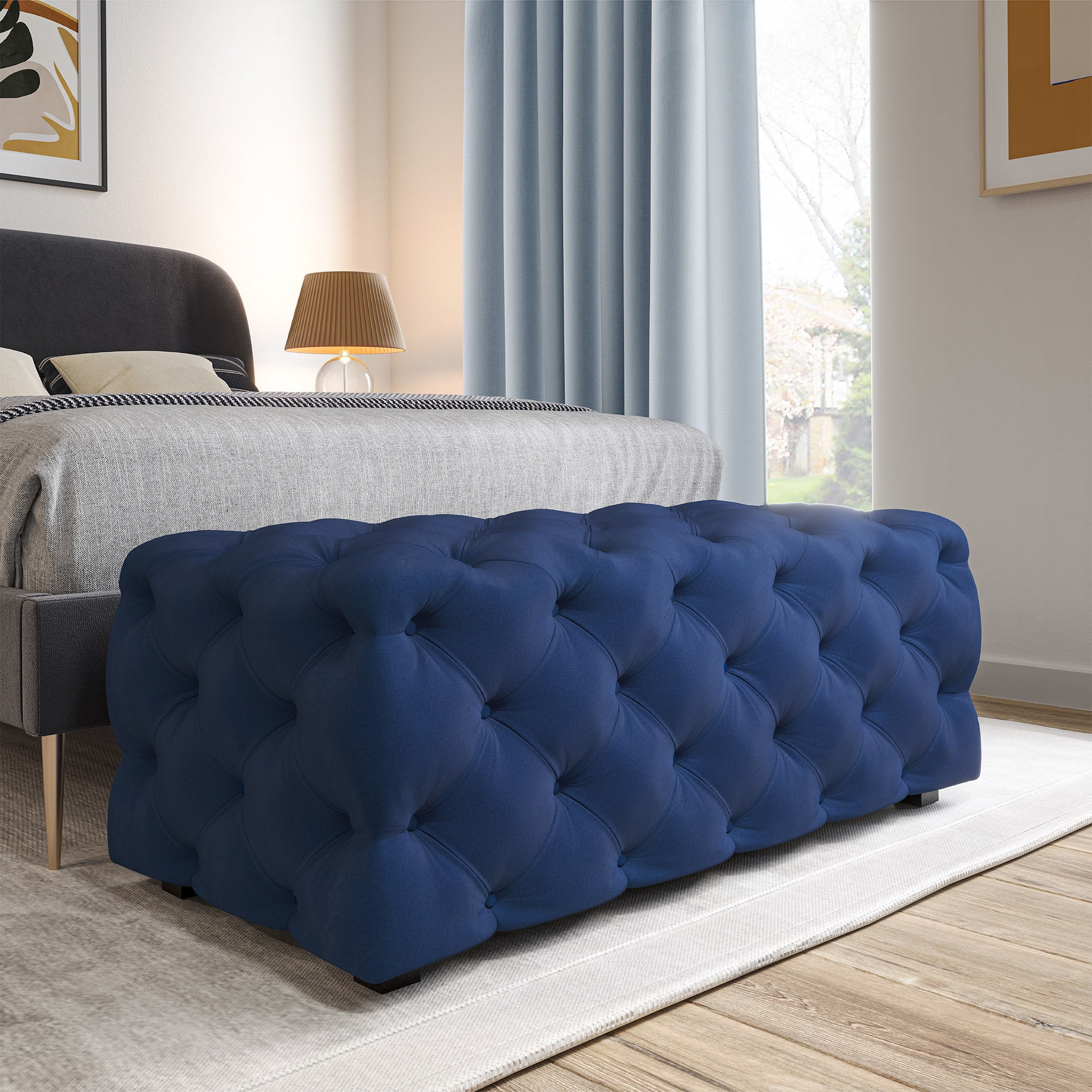 BELLEZE Modern Luxury Button Tufted Ottoman Bench Footrest