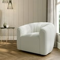 thumbnail image 1 of BELLEZE Swivel Accent Barrel Chair, Modern Round Armchairs with Wide Upholstered, Comfy Swivel Accent Chair for Living Room Bedroom Office - Franco (White), 1 of 7