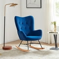 thumbnail image 1 of BELLEZE Modern Rocking Chair Tufted Upholstered Velvet Accent Rocker Chair Solid Wood Leg Wing Back Nursery Glider Armchair Single Sofa Chair for Living Room and Bedroom- Finnegan (Navy Blue), 1 of 6