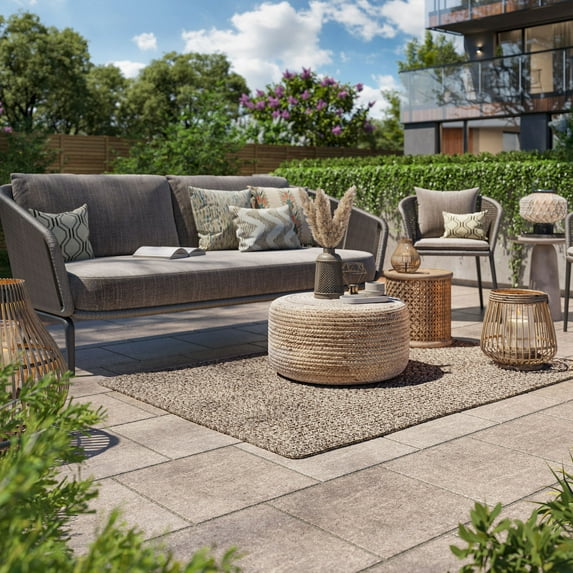 BELLEZE Modern Solid Colored Indoor Outdoor Area Rug, Accent Texture for Patio, Living Room or Kitchen, Luxury Bohemian Style Home Decor, 4' x 6' - Tan