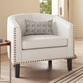 thumbnail image 1 of BELLEZE Modern Tub Barrel Faux Leather Accent Chair - Kyara (White), 1 of 7