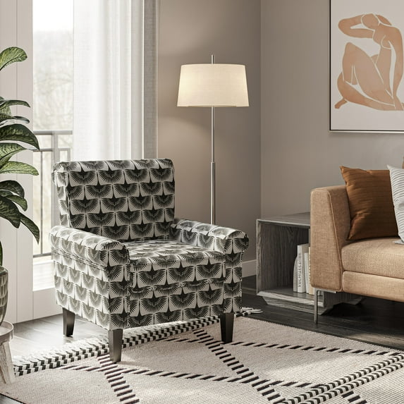 BELLEZE Modern Upholstered Accent Chair, Chic Patterned Armchair For Small Spaces, Contemporary Design For Living Room, Bedroom, Office - Kira (Bird Pattern)