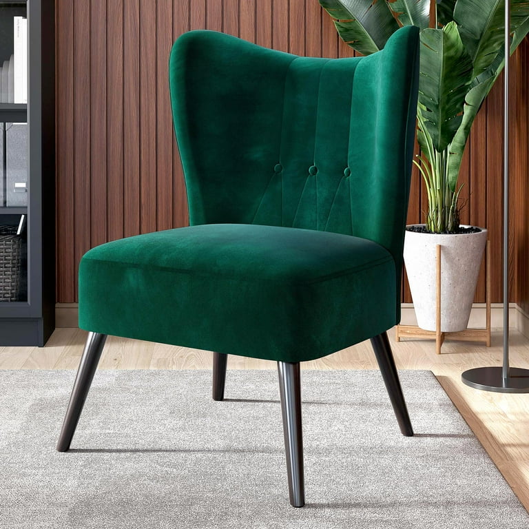 BELLEZE Modern Velvet Accent Chair Elegant Wingback Seating with Tufted Button Details Contemporary Design for Living Room Bedroom Office Sheila