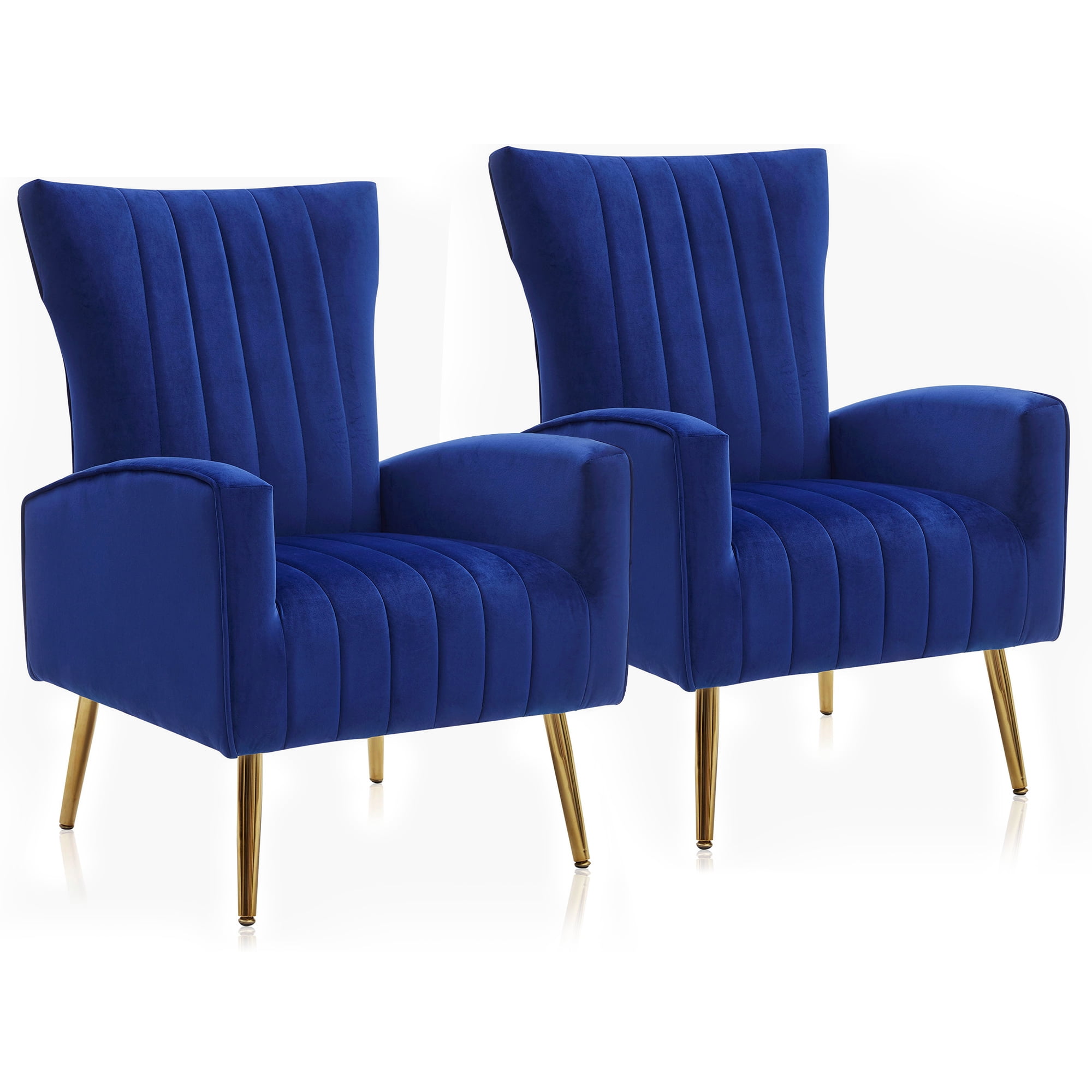 BELLEZE Modern Wingback Accent Lounge Arm Chairs Set of 2 Kinsley