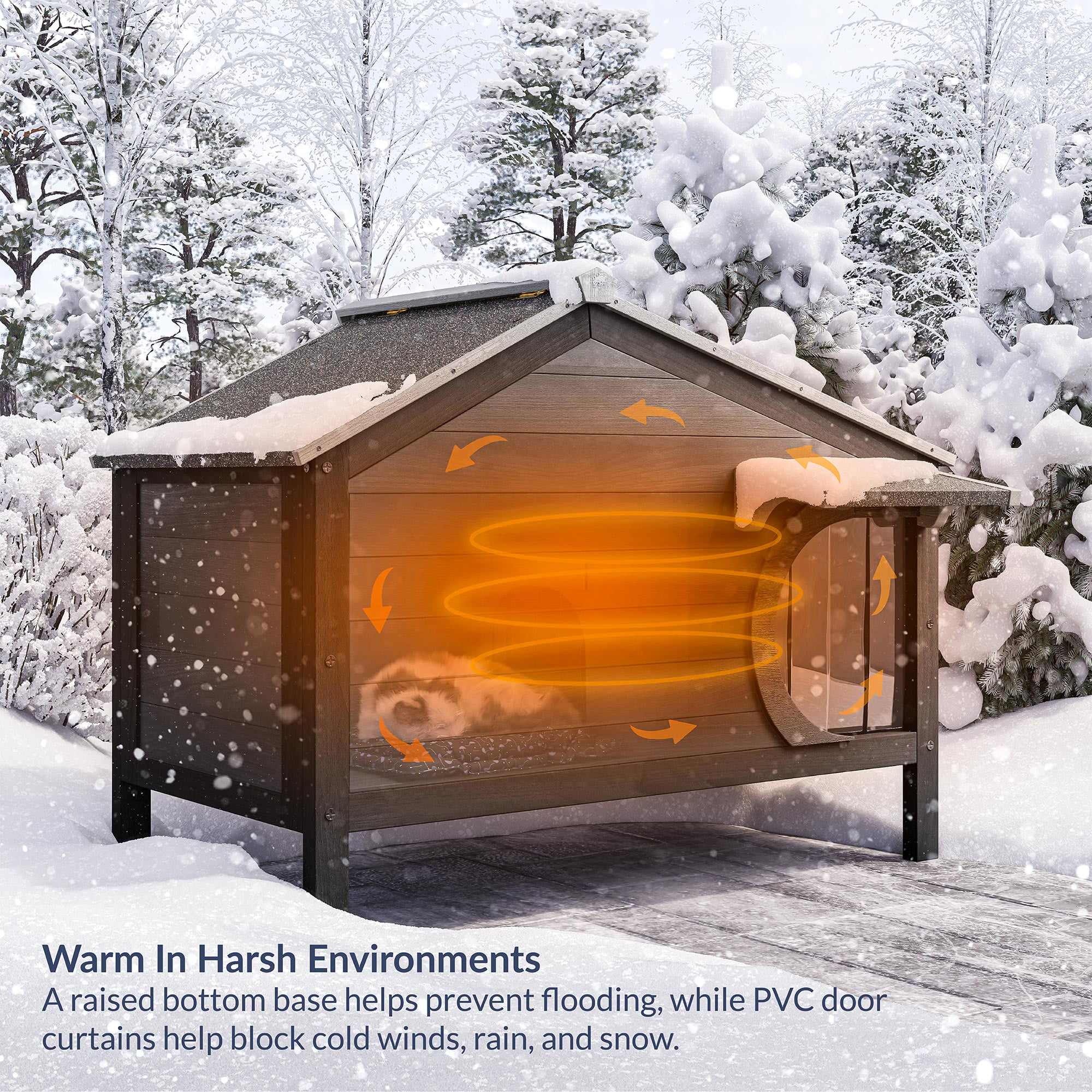 BELLEZE Outdoor Insulated Wooden Cat House, Waterproof, Modern Igloo