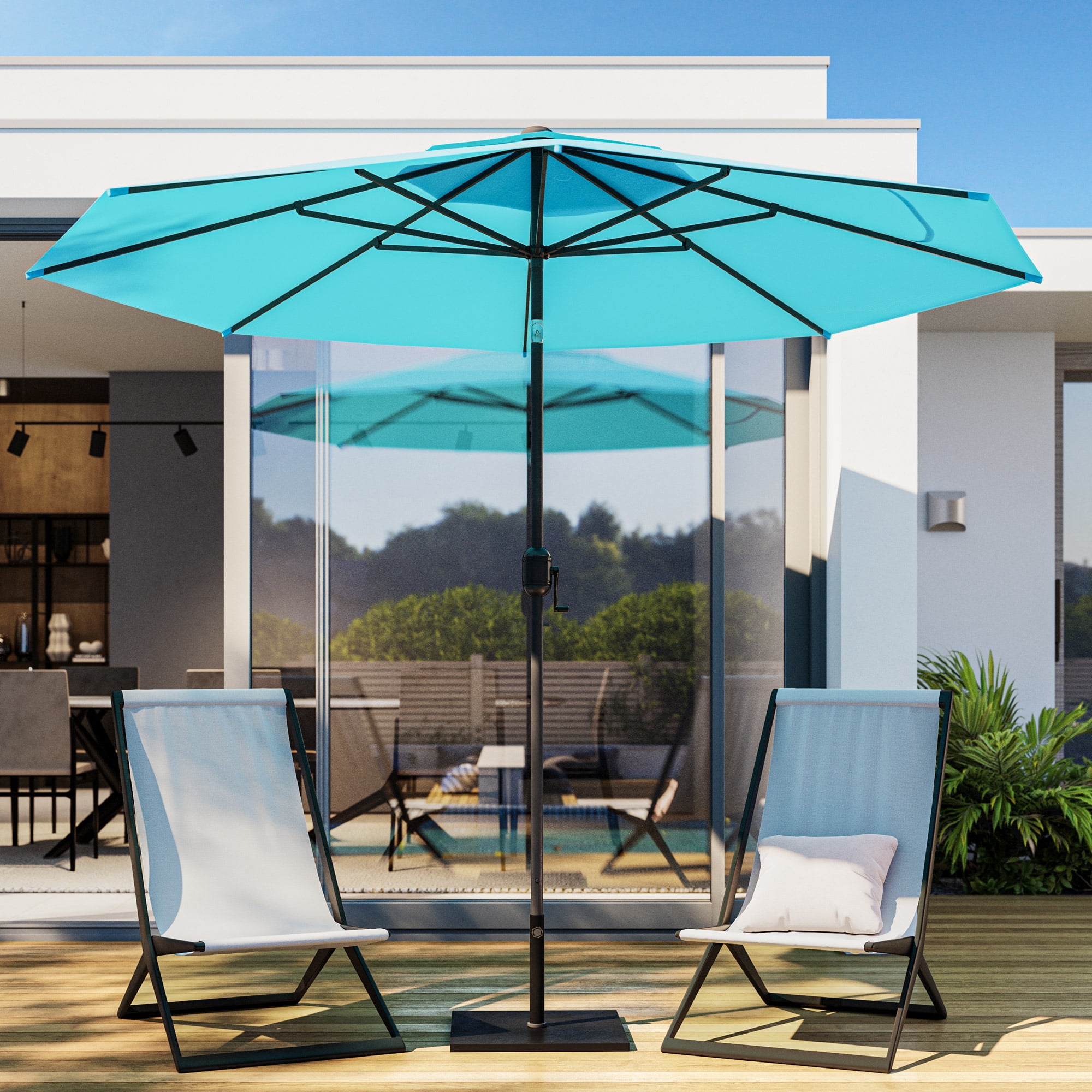 best rated large patio umbrella GRAND Patio 11 ft 12 ft Cantilever Patio Umbrella with Base, Round Large Offset Umbrellas for Garden Deck Pool