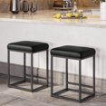 thumbnail image 1 of BELLEZE PU Leather Backless Bar Stool, Black (Set of 2), 1 of 7